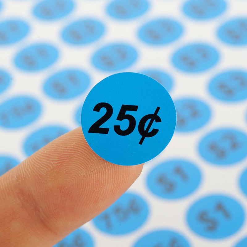 ONUPGO Garage Sale Price Stickers, 3/4" Round Labels Yard Sale Pricing Stickers Removable Pre-Priced Labels, Bright Neon Colors with Blank Label, Pack of 2240 (Neon Blue) - Image 3